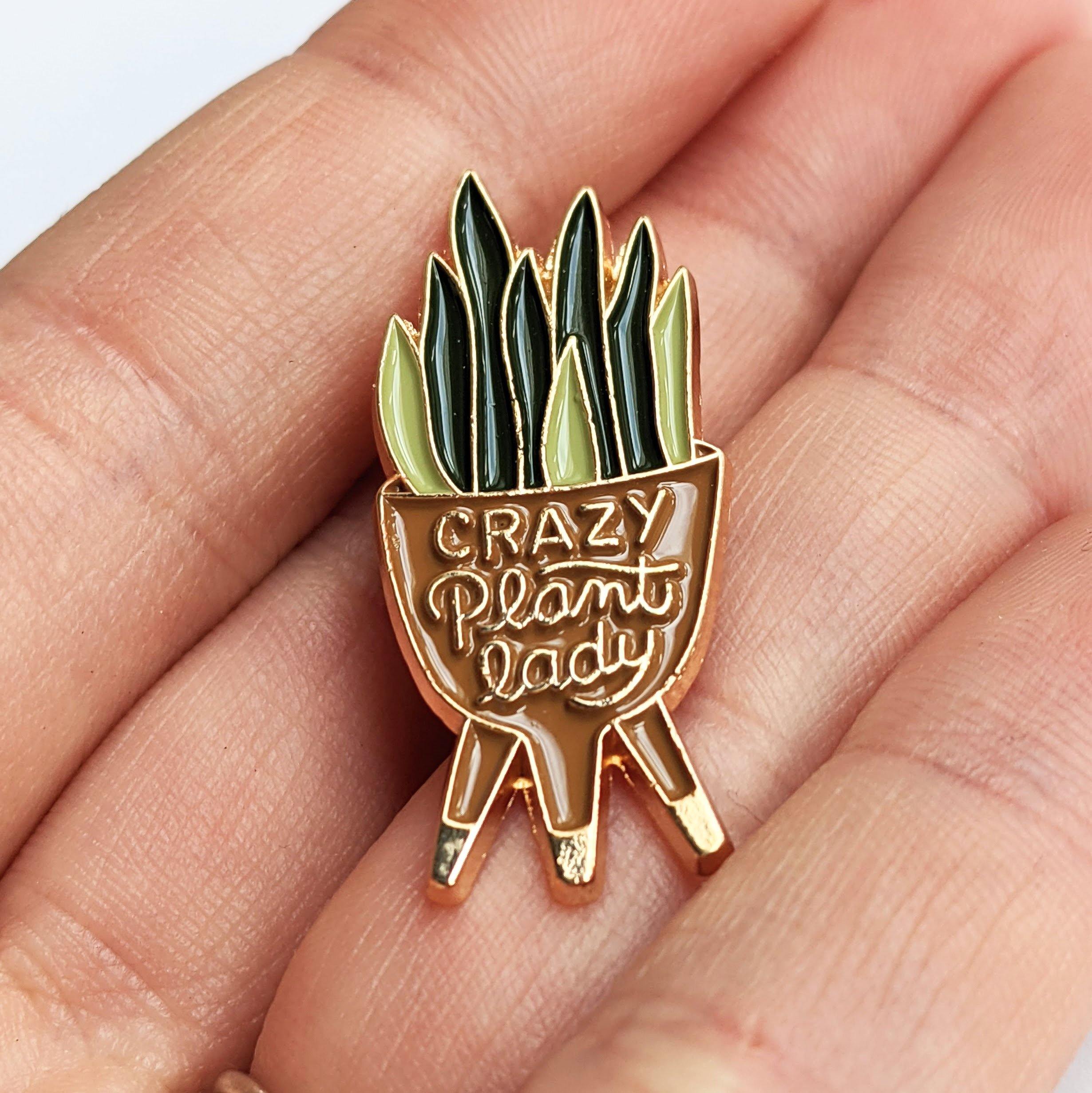 succulent enamel pin Plant Enamel Pins Crazy Plant Lady
