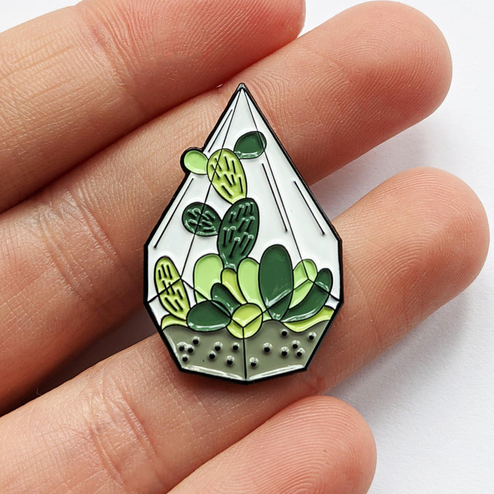succulent lapel pin Cacti & Succulent Terrarium Enamel Pin