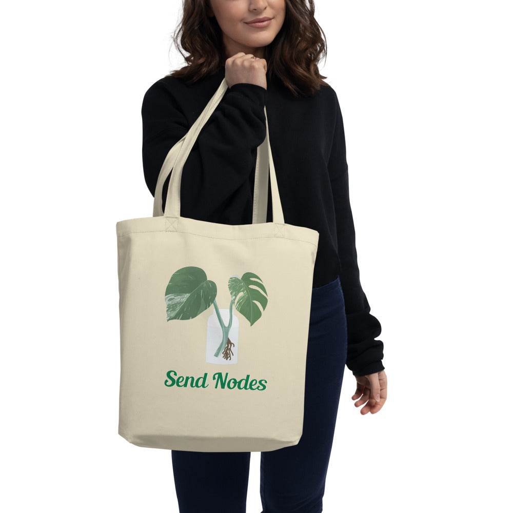 "Send Nodes" Monstera Albo Eco Tote Bag