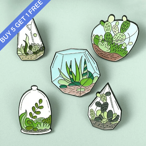 Cacti & Succulent Terrarium Enamel Pin - Windy City Aquariums